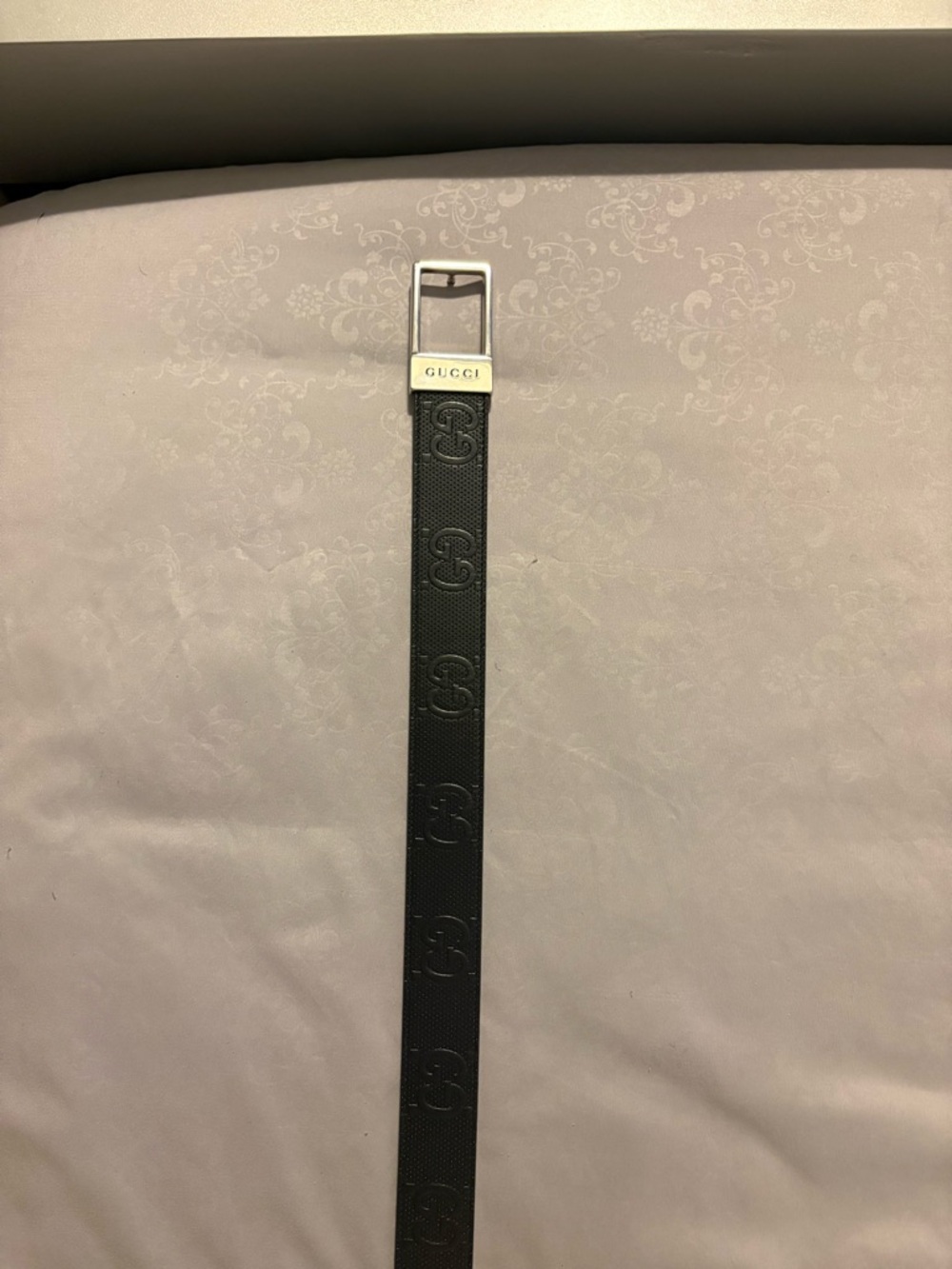 Gucci Black Embossed Leather Belt - Picture 6 of 8